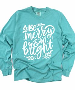 Long or Short Sleeve Be Merry and Bright Tee Super Cute Christmas Shirt Comfort Colors