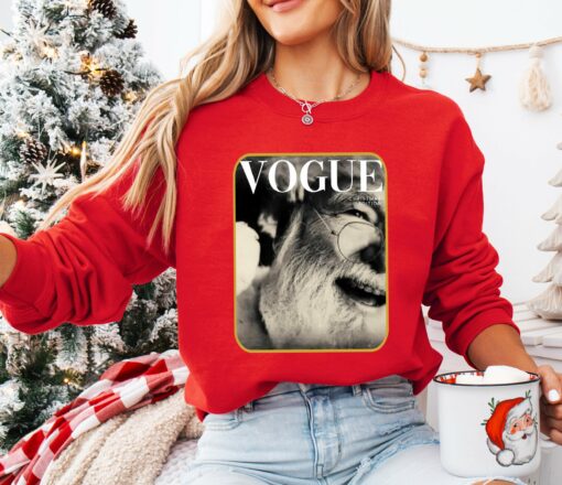 Luxe Santa Gildan or Bella Christmas Sweatshirt Direct To Film Transferred Faux Glitter Sweatshirt