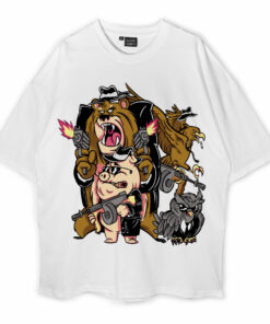 Mafia Bear Owl Pig Oversized T-Shirt