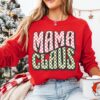 Mama Claus Gildan or Bella Christmas Sweatshirt Direct To Film Transferred Faux Glitter Sweatshirt