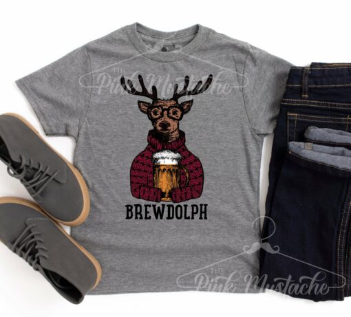 Mens Unisex Christmas Brewdolph Tee Mens Christmas Shirt Mens Christmas Gift