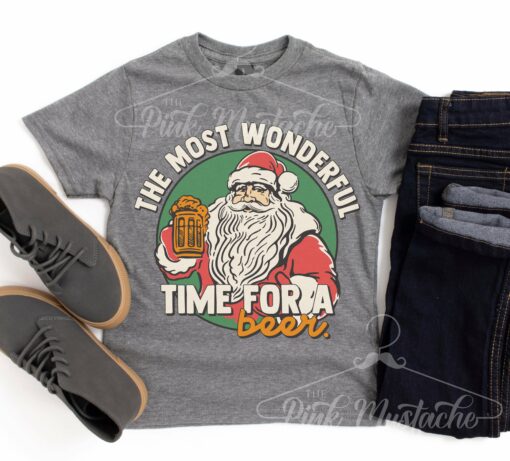 Mens Unisex Christmas Most Wonderful Time For a Beer Tee Mens Christmas Shirt Mens Christmas Gift