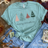 Merry Christmas Hand Drawn Trees Soft Style Tee Christmas Tees