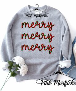 Merry Stacked Unisex Sizes Sweatshirt Christmas Sweatshirt