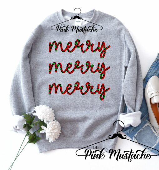 Merry Stacked Unisex Sizes Sweatshirt Christmas Sweatshirt