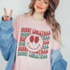 Mommy and Me Comfort Colors or Bella Merry Christmas Smiley Swerve Trees  Shirt Christmas Shirt
