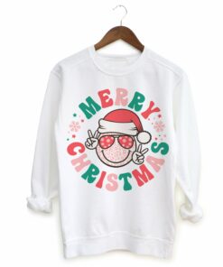 Mommy and Me Gildan or Bella Merry Christmas Smiley Sweatshirt Christmas Sweatshirt