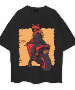 Motorcycle Biker Girl Oversized T-Shirt