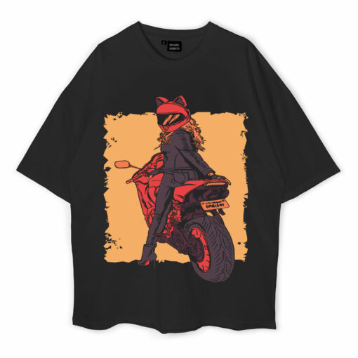 Motorcycle Biker Girl Oversized T-Shirt