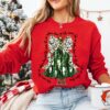 Oh Come Let Us Adore Him Gildan or Bella Christmas Brush Strokes Tree Sweatshirt Direct To Film Transfered Faux Glitter Sweatshirt