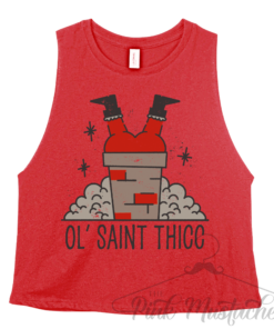 Ol Saint Thicc Christmas Workout Tank Ol’ Saint Thicc Funny Cropped Tank  Christmas Workout Tank Crossfit