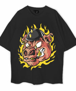 Pig Punk Rocker Oversized T-Shirt