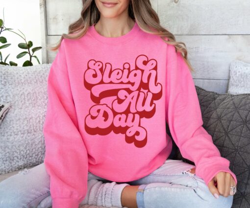 Pink Sleigh All Day Christmas Sweatshirt