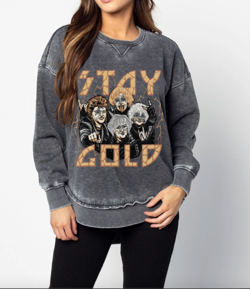 Quality Acid Wash Stay Gold Sweatshirt