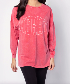 Quality Chicka-D Oversized Acid Wash Merry University Tee-  Adult Size – Christmas Shirt