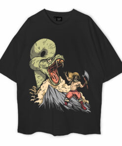 Ragnarok Battle With Jormungandr Oversized T-Shirt