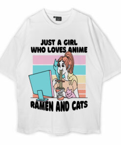 Ramen And Cats Oversized T-Shirt