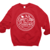Red Don’t Stop Believin’ Santa Christmas Unisex Sized Sweatshirt