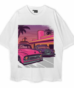 Retro Car Diner Oversized T-Shirt
