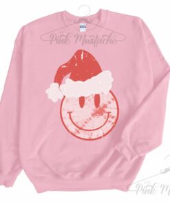 Retro Smiley Christmas Fleece Crewneck Sweatshirt
