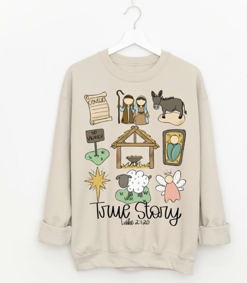 Sand True Story Nativity Christmas Sweatshirt