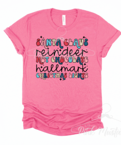 Santa Claus, Reindeer, Hot Chocolate, Christmas Movies, Christmas Lights –  Christmas Tee