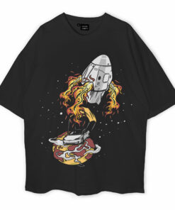 Tesla Spaceship Being Launched Oversized T-Shirt