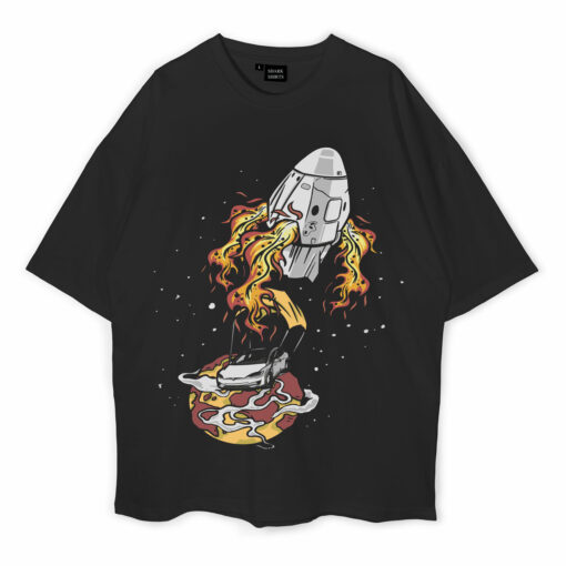 Tesla Spaceship Being Launched Oversized T-Shirt