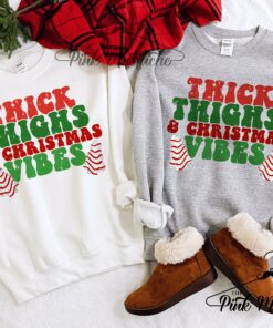Thick Thighs and Christmas Vibes Yummy Christmas Trees Sweatshirt Super Cute Unisex Sized Sweatshirt Youth and Adult Options