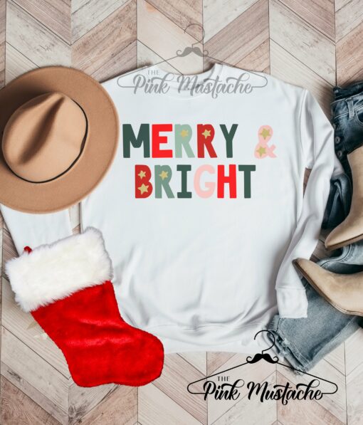 Unisex Merry and Bright Swetshirt –  Toddler, Youth, and Adult Size – Christmas Sweatshirt