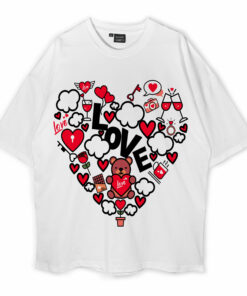 Valentine Gnome With Love Oversized T-Shirt