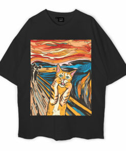 Vintage The Scream Cat Oversized T-Shirt