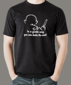 Gandhi Quote – In a Gentle Way Shake The World Tote T-Shirt For Men Gandhi Quote – In a Gentle Way Shake The World Tote T-Shirt For Men