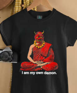I Am My Own Demon Buddhist Oni Mask Meditating Monk Dark Art shirt