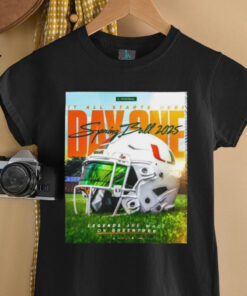 MiamiHurricanes It All Starts Here Day One Spring Ball 2025 Legends Are Made On Greentree Helmet Poster T Shirt