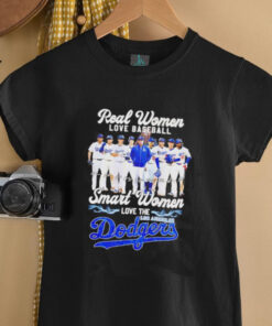 Real women love baseball smart women love Los Angeles Dodgers player signatures shirt