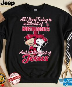 Snoopy And Charlie Brown All I Need Today Is A Little Bit Of Houston Rockets And A Whole Lot Of Jesus The Peanuts Shirt