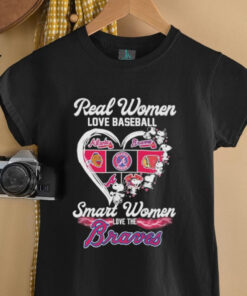 Snoopy Real Women Love Baseball Smart Women Love The Atlanta Braves Heart T shirts