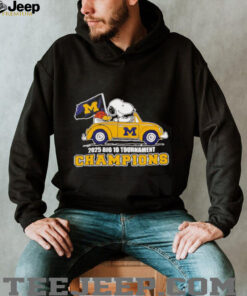 Snoopy driving Michigan Wolverines 2025 B10 Tournament Champions shirt