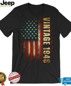 Vintage 1948 American Flag 77th Birthday 77 Years Old Men Long Sleeve T Shirt