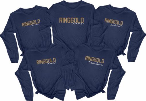 Ringgold Rams, Mom, Cheer, Football, Baseball, Soccer, Hockey, – YOUR CHOICE Block Script Glitter Long Sleeve T-Shirt