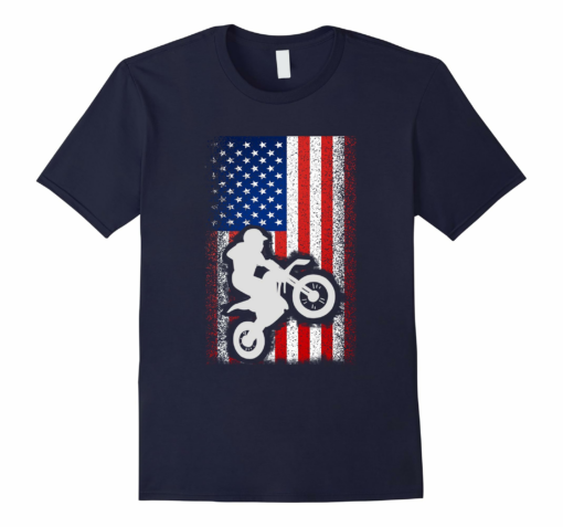 American Flag Motocross T Shirt Cool
