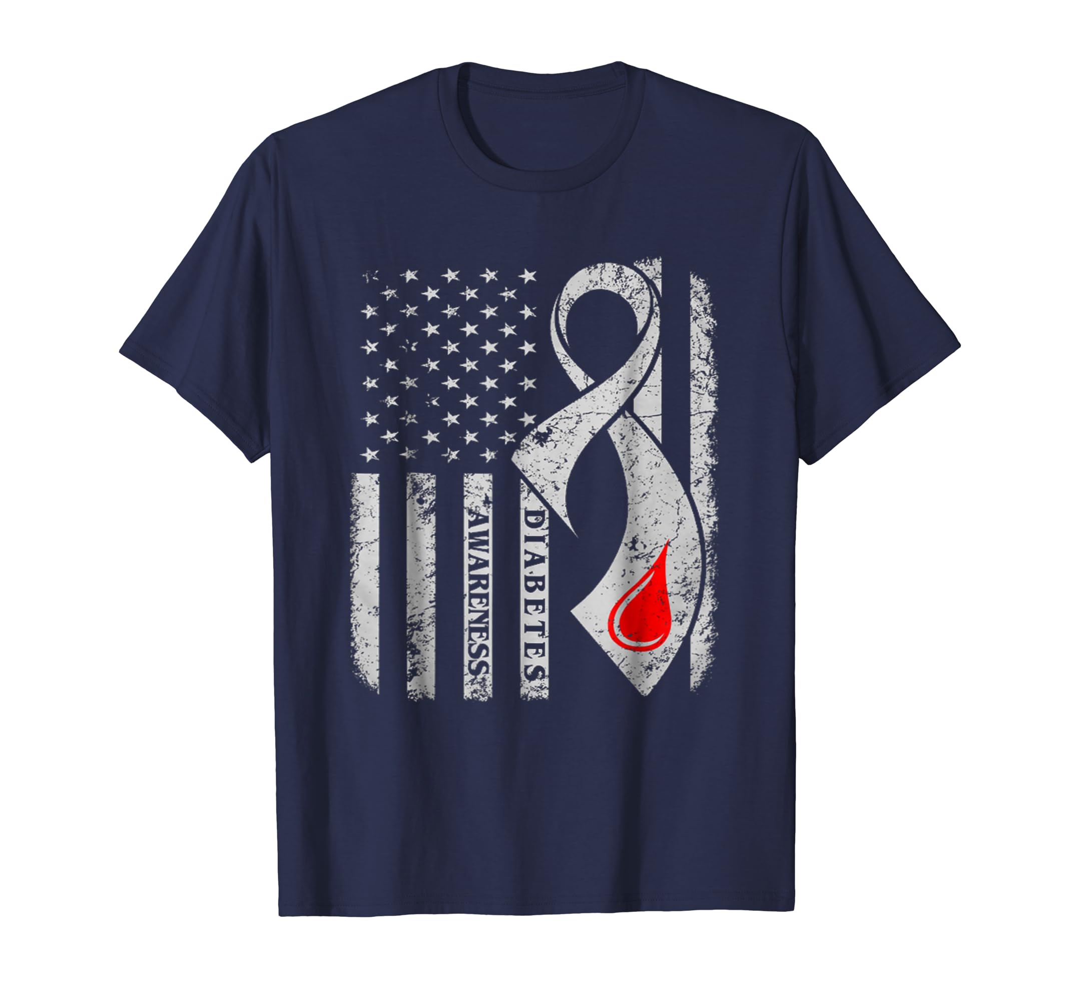 American Flag Type 1 Diabetes Awareness Ribbon T Shirt American Flag Type 1 Diabetes Awareness Ribbon T Shirt