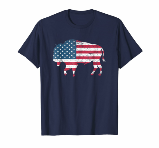 American Flag Usa Buffalo Patriotic Bison Shirt