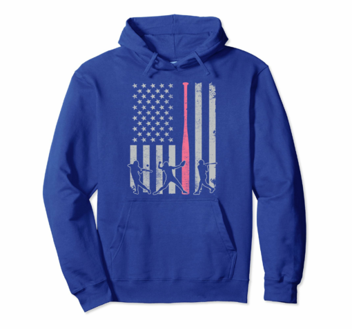 American Flag Vintage Softball Hoodie