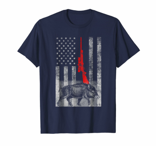 Boar Hunting Hog Hunting Deer American Flag Christmas Shirt