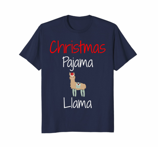 Christmas Pajama Llama Cute T Shirt For Family Matching Pjs