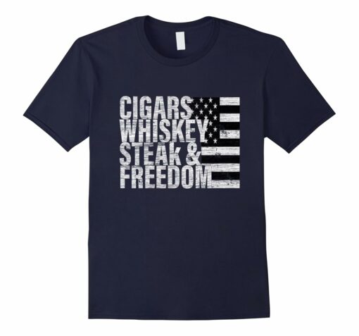 Cigars Whiskey Freedom T Shirt Asphalt