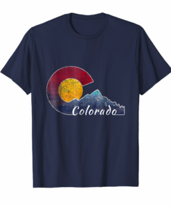 Colorado Shirt With Flag Themed Mountain Scenery Colorado Shirt With Flag Themed Mountain Scenery