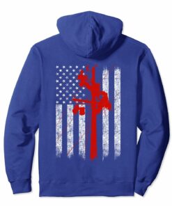 Cool Red Silhouette Grunge American Flag Lineman Hoodie Cool Red Silhouette Grunge American Flag Lineman Hoodie